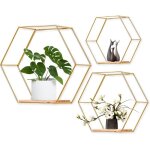 Lot de 3 �tag�res murales hexagonales �tag�res suspendues organisateur de rangement mural pour �tag�re ...