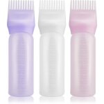 Lot 3 flacons applicateurs coloration cheveux 170g - peigne racines et �chelle gradu�e - rose / blanc ...