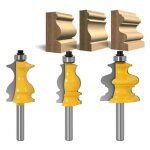 Lot de 3 fraises de d�fonceuse 8 mm pour moulures carbure yg6 corps acier tremp� rev�tement t�flon