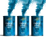 Lot de 3 fumignes en pot 1 minute couleur bleu - allumage  mche dure 60 secondes fumigene couleur ...