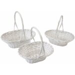 Lot 3 grands paniers ovales en saule 30cm 34cm et 38cm blancs