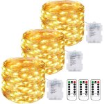 Lot de 3 guirlande lumineuse a pile10m 100led guirlande led  pile avec tlcommande 8modes fonction ...