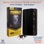Lot de 3 - iphone 15 pro max protection d?�cran anti - espion ? verre tremp� 9h 2. 5d