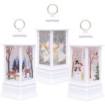 Lot de 3 lanternes de flamme de nol bougies led de nol dcorations de nol dcoration elk bonhomme ...