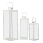 Lot de 3 lanternes en verre magic 66cm blanc