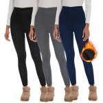 Lot de 3 leggings thermique doubl�s en polaire pour femme pantalon de yoga hiver chaud taille haute