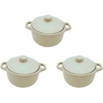Lot de 3 mini cocottes blanches avec couvercle 153 x 59 cm température four pour petits plats Lot de 3 mini cocottes blanches avec couvercle 153 x 59 cm température four pour petits plats