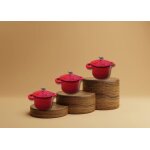 Mini cocottes rouge en fonte double poign�es avec couvercle ? 175 x 12 x 95 cm ? lot de 3 hobby tech