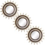 Lot de 3 miroirs muraux dorés - superbe décoration murale pour chambre salon et salle à manger Lot de 3 miroirs muraux dorés - superbe décoration murale pour chambre salon et salle à manger