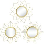 Lot de 3 miroirs muraux dors pour dcoration murale - pour la maison et la chambre - en mtal - pour ...