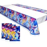 Lot de 3 nappes sonic 180 cm x 108 cm imperm�ables rectangulaires en plastique pour f�te danniversaire ...