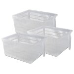 Lot de 3 organisateur de rangement pour r�frig�rateur bac de rangement effet maille avec poign�e