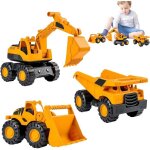 Lot de 3 pelleteuse enfants - jeux exterieur enfant 2 3 4 5 ans avec pelleteuse chargeur et camion enfant ...