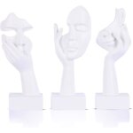 Lot de 3 petites statues de penseur ? figurines blanches abstraites pour d�coration dint�rieur appartement ...