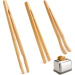 Lot de 3 pince  toast pince bois grille pain pince en bois pour grille pain pince bambou 18 - 21cm pince ...