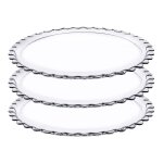 Lot de 3 plat  tarte rond en verre transparent plat  gteau plat de service - diamtre 37 cm