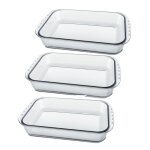 Lot de 3 plateau  four rectangulaire plat  gratin moule de cuisson en verre capacit 5 l