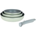 Lot de 3 po�les aluminium 20 / 24 / 28 cm rev�tement c�ramique effet pierremanche amoviblecompatibles ...