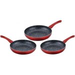 Lot de 3 poles en pierre 20 24 28cm induction rouge cenocco cc2001 - red