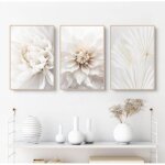 Lot de 3 posters fleurs roses blanches images sur toile modernes sans cadre dcoration murale bohme ...