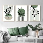 Lot de 3 posters de qualit suprieure abstraits feuilles verteschambre  coucher sans cadre 30 x 40 ...