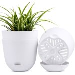 Lot de 3 pots auto?arrosage blanc 203 cm avec r�serve et drainage ? int�rieur / ext�rieur
