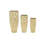 Lot de 3 pots de fleurs en métal doré cm 38x38x94 - 305x305x76 - 23x23x63 Lot de 3 pots de fleurs en métal doré cm 38x38x94 - 305x305x76 - 23x23x63
