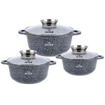 Lot de 3 pots en marbre 20 / 24 / 28cm zilner gris zl - 7088 Lot de 3 pots en marbre 20 / 24 / 28cm zilner gris zl - 7088