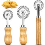 Lot de 3 rouleaux  raviolis avec manche en bois long et court - degr de pte ondul - coupe - gateau ...