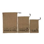 Lot de 3 sacs de conservation en toile de jute 3 tailles diff�rentes