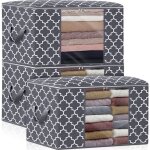 Lot 3 sacs de rangement 100l pour couvertures v�tements linge de lit - pliable poign�e renforc�e fen�tre ...