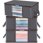 Lot de 3 sac de rangement vetement 35l bo�te de rangement sous lit pliable housse rangement couette organisate ...