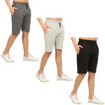Lot de 3 shorts de sport homme - comeor - pantalons courts en coton - noir / gris fonc� / gris clair