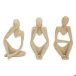 Lot de 3 statues femmes aby h. 115cm r�sine beige - atmosphera cr�ateur dint�rieur