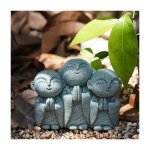 Lot de 3 statues jizo japonaises en pierre - bouddha japonais - statue de moine jizo - figurine commmorative ...