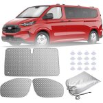 Lot de 3 stores thermiques internes pour ford transit custom kit de protection de pare - soleil de luxe ...