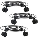 Lot de 3 supports � plantes en m�tal de 30 cm avec roulettes robustes et ronds pour pots de fleurs de ...