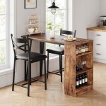 Lot de 3 tables de bar pliables avec 2 tabourets et 3 étagères latérales - table de cuisine pour salle ... Lot de 3 tables de bar pliables avec 2 tabourets et 3 étagères latérales - table de cuisine pour salle ...