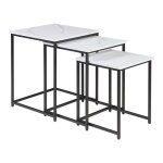 Lot de 3 tables basses gigognes trollh�ttan noir effet marbre blanc en. casa