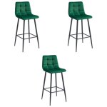 Lot de 3 tabourets de bar avec repose - pieds tabourets bar - bistro si�ge en velours pieds en m�tal ...