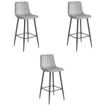 Madame meuble lot de 3 tabourets de bar pozza design ergonomique velours gris argenté Madame meuble lot de 3 tabourets de bar pozza design ergonomique velours gris argenté
