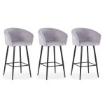 Lot de 3 chaises de bar en velours kandi 106cm argent Lot de 3 chaises de bar en velours kandi 106cm argent