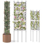 Lot de 3 treillis de jardin 48 x 164 cm costway - hauteur r�glable - pour plantes grimpantes - en m�tal ...