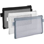Lot de 3 trousses transparentes en nylon maille pochette tissu zipp�e petite trousse polyvalente pour ...