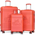 Lot 3 valises dont 1 valise cabine rigides - corail - lm10713