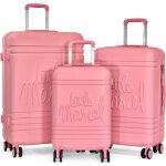 Lot 3 valises dont 1 valise cabine rigides - rose pale - lm10713