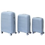 Lot de 3 valises - jet lag - madrid - rigides - bleu gris - 38l 71l 107l