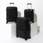 Lot de 3 valises - jet lag - madrid - pratique - robuste - noir - 38l 71l 107l