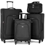 Lot de 3 valises souples plus 1 vanity - noir - ba50304