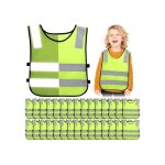 Lot de 30 gilets de s�curit� r�fl�chissants pour enfants jaune fluo haute visibilit� avec sangles r�glables ...